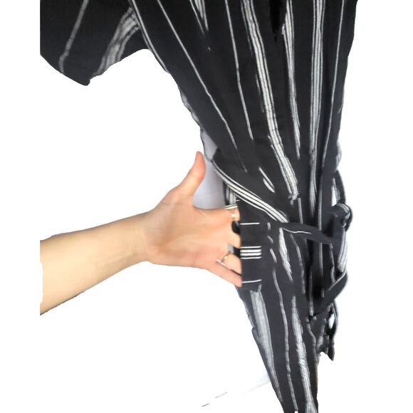 People Tree Organic Cotton Handwoven Jesalyn Stripe Jumpsuit Black $160 sz 8 - Picture 5 of 11